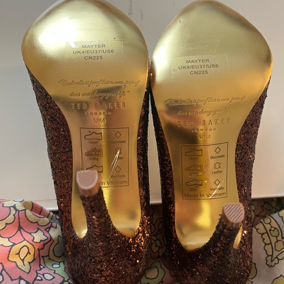 NWT Ted Baker London “Mayter” Closed Toe Brown Glitter Pumps *Price Firm* - Picture 6 of 7